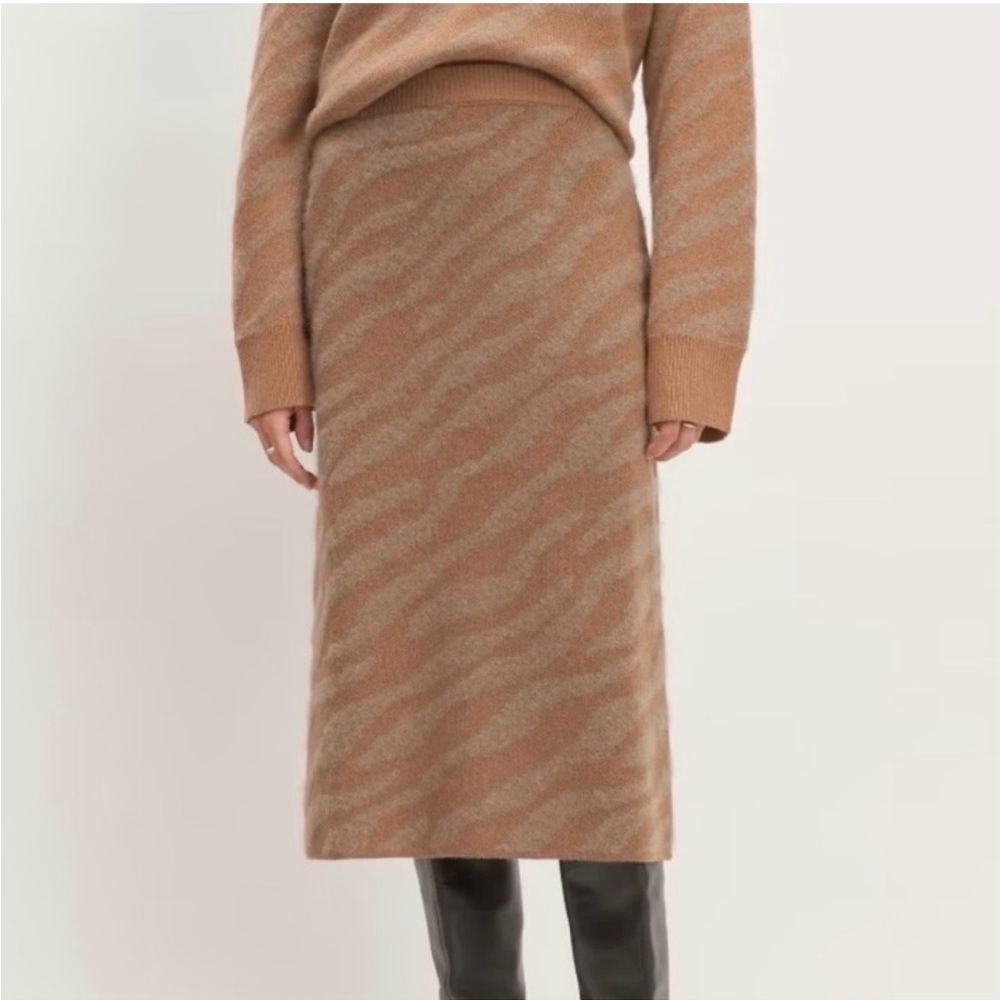 Everlane Alpaca/Wool Tiger Jacquard Midi Skirt